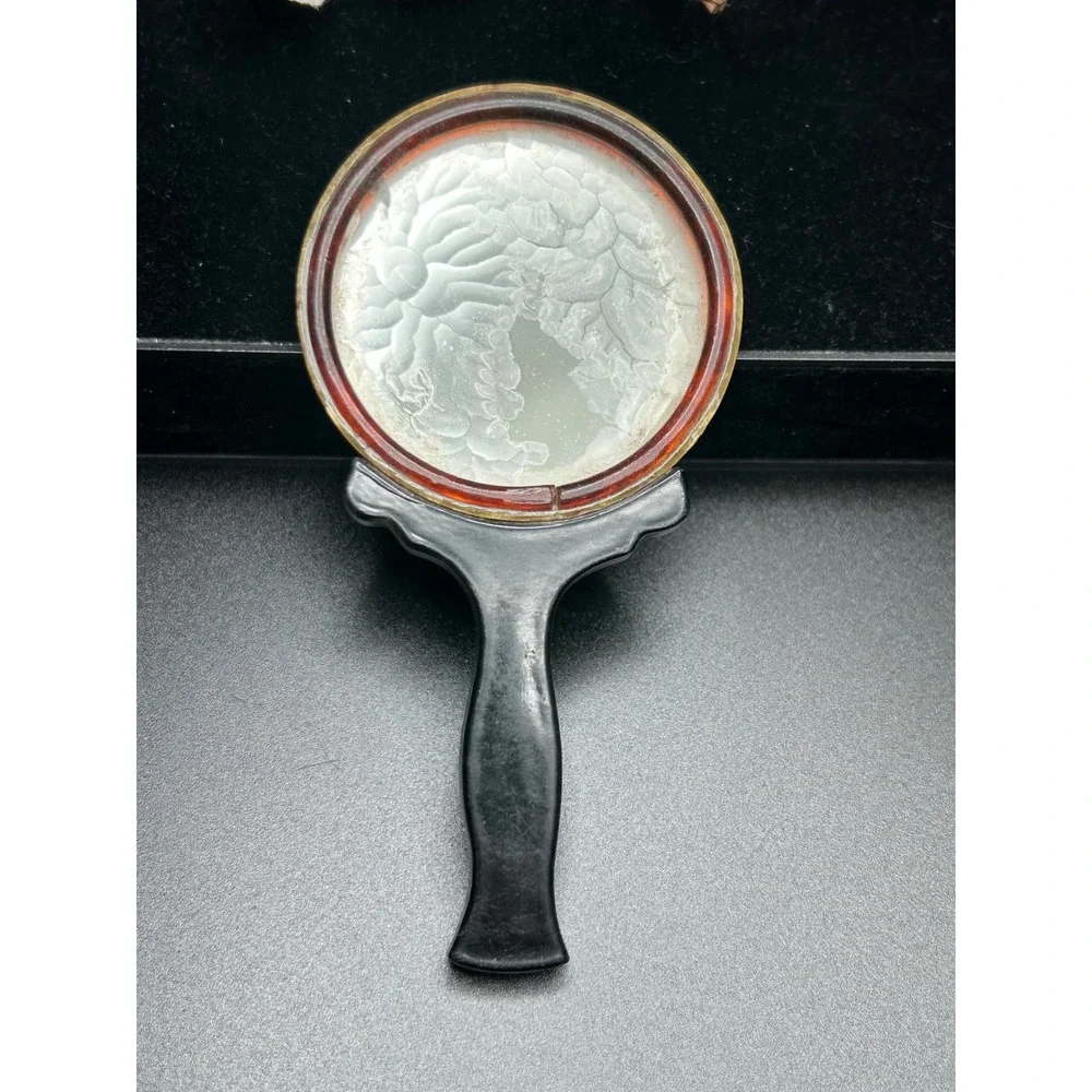 Vintage Faux Marble Hand Mirror Compact Vanity Mirror MCM Celluloid‎ Style